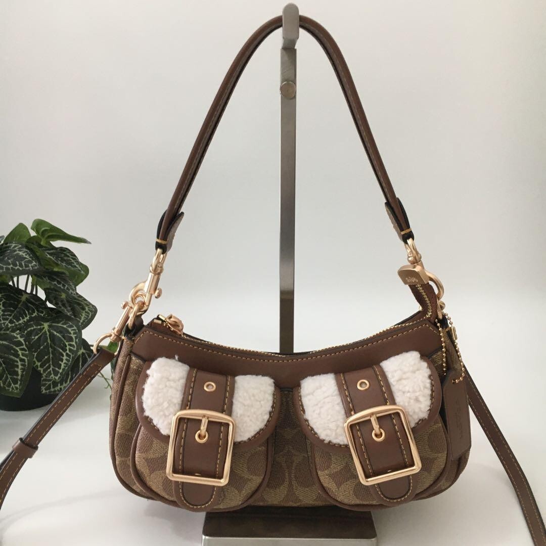 Coach Ashton Baguette Bag CY658 in Signature Canvas with