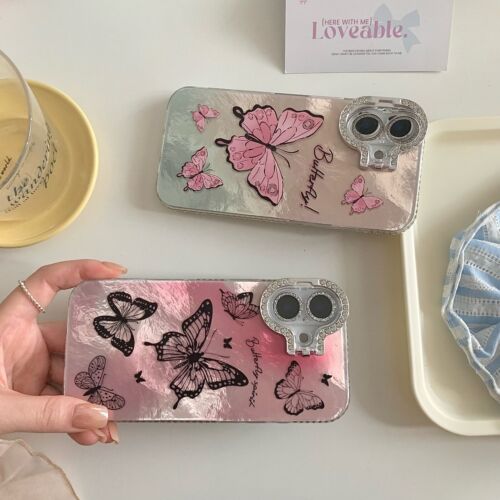 Diamond Holder Glitter Lens Film Phone Case Cover Luxury Butterfly For iPhone 16