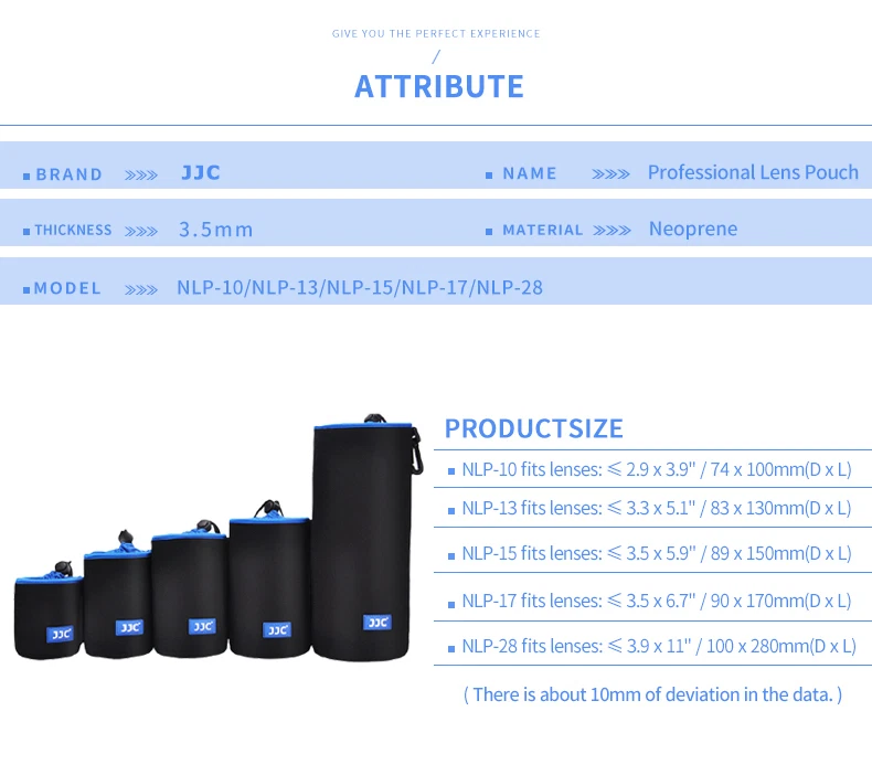 JJC 89x150mm Lens Pouch Bag fits Canon EF 24-70mm 16-35mm Nikon 18-105mm Lens - Image 3 of 4