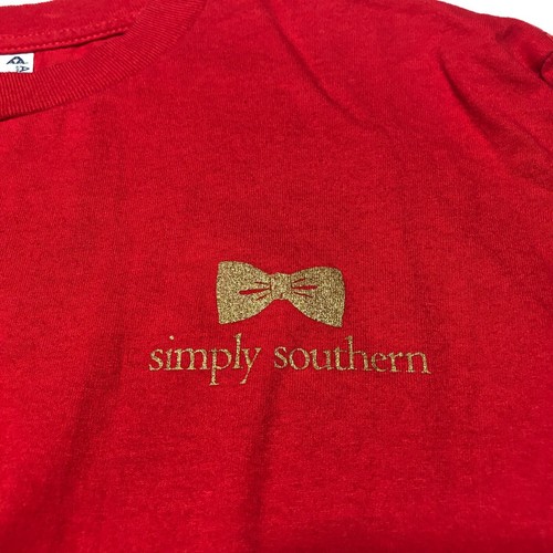 AAA Alstyle T-Shirt Womens Sz M Simply Southern Red Tis The Season To Be Preppy - 第 6/12 張圖片
