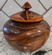Vintage Hand Carved Trinket Box/wooden Bowl fish with Lid. From South Africa