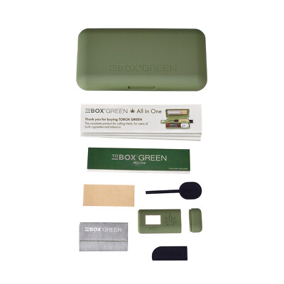 toBox Green Tabak Box Dose Rollbox Drehertasche All in One  Rolling Rollbeutel