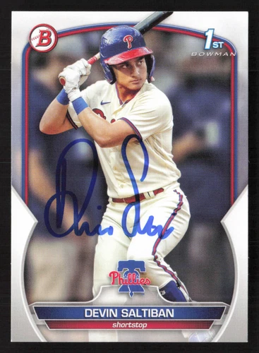 Devin Saltiban Signed 2023 1st Bowman Paper Card # BD-2 Phillies 4
