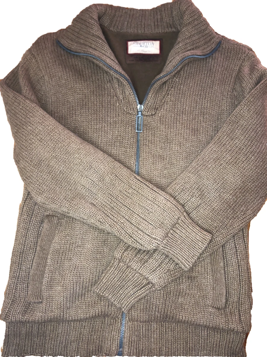 BURTON MARK XIII Wool Sweater Jacket Full Zip Brown Men s Size