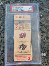 1991 World Series ticket stub game 2 - PSA 8 - NM-MT - POP 5 - Twins / Braves