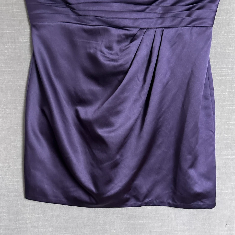 Davids Bridal Dress 18 Purple Satin One Shoulder Bridesmaid Cocktail Wedding - Image 3 of 4