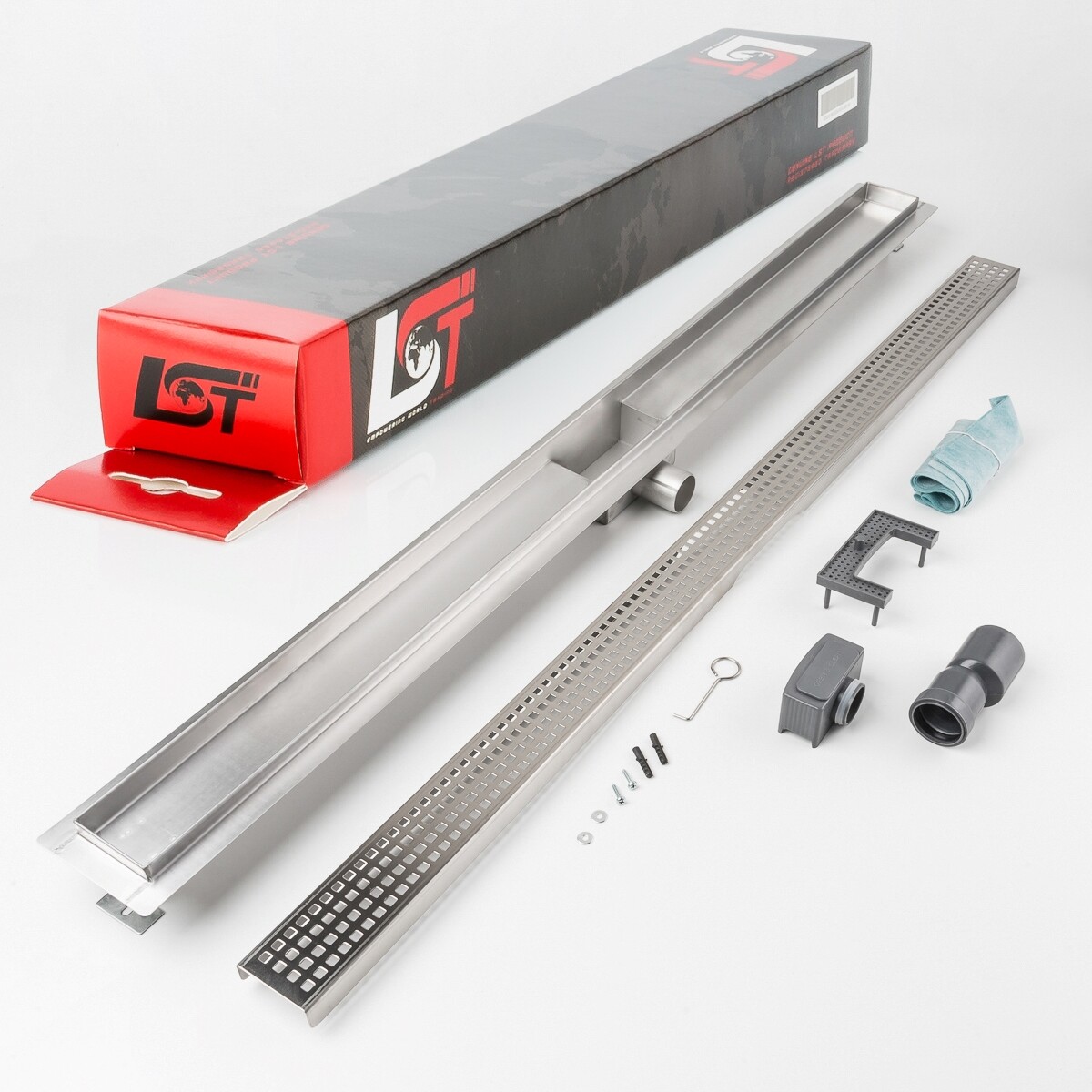 Shower Channel Squares 1200 x 70 mm Height Adjustable Drainage Grate Perforated