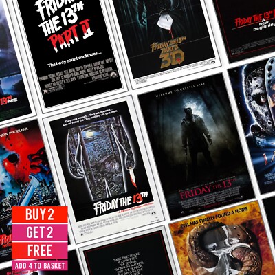 Freitag der 13. Klassiker Horrorfilm Film Franchise 1980-2009 Poster Drucke