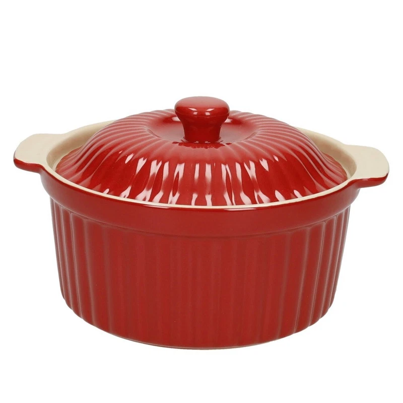 Mini Casseruola in Ceramica con Coperchio Cocotte BRANDANI Rosso 12 cm 400 ml