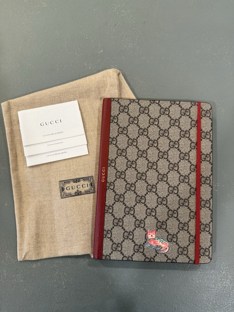 NEW Gucci Canvas Notebook Journal Interlocking Pattern Red Cat | eBay