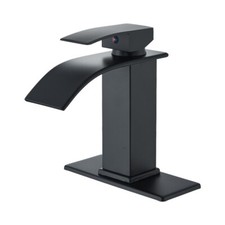 Widespread Waterfall Bathroom Sink Faucet Basin Black Mixer Tap W/6 Inch Cover