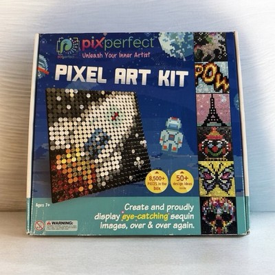 Pixel Art Kit Diy Craft Perfect Sequines 8,500 Pieces 50 Designs Pix Perfect New