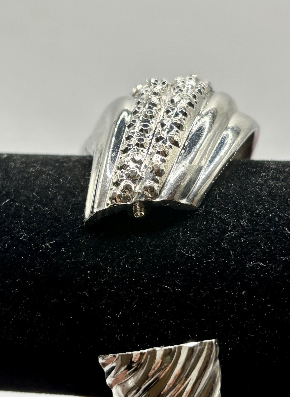 Clear Rhinestone  Silver Tone Hinged Cuff Bracele… - image 6