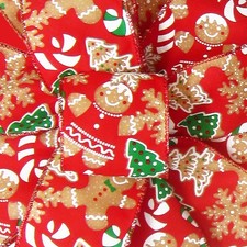 Wired Gingerbread Cookies  Candy Canes Red Ribbon - 2.5in x 10Yards