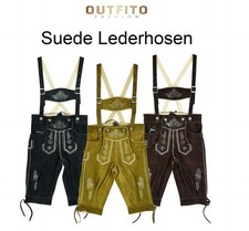 Lederhosen Real Suede Leather Authentic Bavarian Oktoberfest Costume Outfit Size