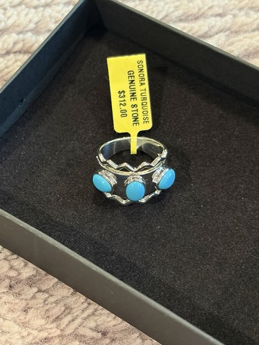 BRAND NEW SOLID 925 SILVER GENUINE SONORA TURQUOISE RING - 2.64 CTW SIZE 7