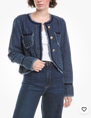 Cinq À Sept Boucle Denim Zanda Jacket Women's Indigo 0 New! $495