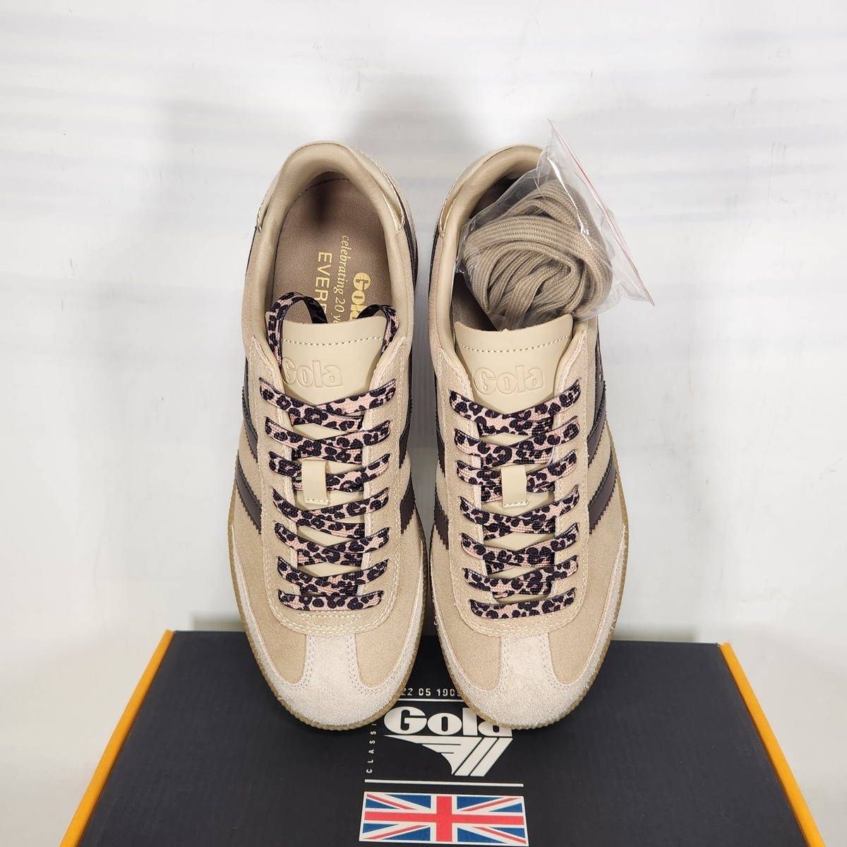 Size 7.5 - Gola Viper EV II - Bone / Dark Brown / Gold / Gum - Womens - CLB813 View 3