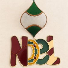 Vintage Stained Glass Sun Catcher Hanging Christmas Ornament Set of 2 Lead 70s