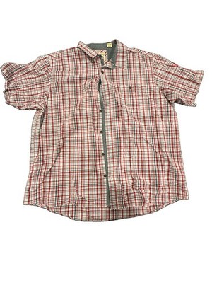 RedHead Plaid Button Up Shirt Men s 3XL Red Gray Short Sleeve Outdoor Fishing