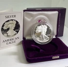 1986 S Mint American Silver Eagle 1oz Bullion Coin Purple OGP & COA