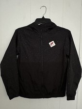 NIKE AIR JORDAN Boys Jumpman Windbreaker Jacket Hooded Full Zip Black Medium