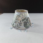 Vintage Style Clip-On Bell Lamp Shade Fern Leaf Fabric Braided Cord Blue Tassels