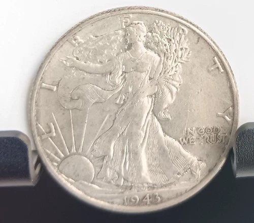 1943 WALKING LIBERTY HALF CLEANED WITH STRONG AU DETAILS