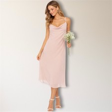 Show Me Your Mumu M Verona Blush Cowl Midi Dress Criss Cross Back Wedding Guest