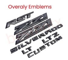 Gloss Black Overlay Emblem Fit 2019-2026 Chevrolet Silverado 1500 Z71 Lt Ltz Rst