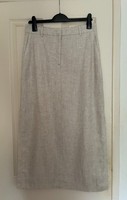 NEW M&S Natural Ecru Linen Mix Summer Side Split Column Straight Maxi Skirt, 12