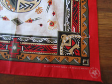 WAMCRAFT Vintage SOUTHWESTERN TRIBAL DESIGNS USA Made BANDANNA SCARF- 2 -1990's