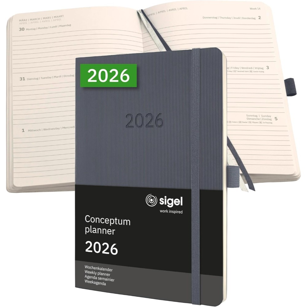 Sigel 2026 Conceptum Weekly Planner A6 Hardcover Dark Grey