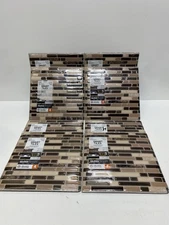 (8) Smart Tiles Bellagio Keystone Brown 10.06x10 in. Peel &Stick Vinyl Tile 4pk