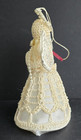 VINTAGE CHRISTMAS ANGEL CROCHET ORNAMENT PEARLS SATIN 5 1/2" — photo 4