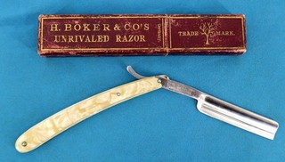 1950s Hess Straight Razor No.44 Stainless Steel with Antique H. Boker & CO's Box