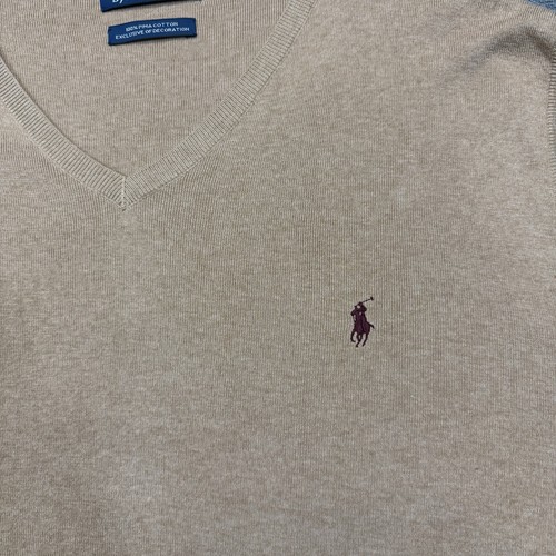 Polo Ralph Lauren Sweater Vest Mens 3XB Tan Pima Cotton V Neck Preppy - Picture 2 of 6