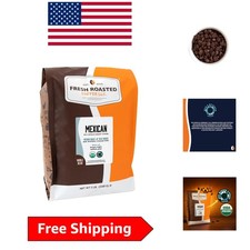 Organic Mexican Whole Bean Coffee, Medium Roast, 80 oz - USDA Certified