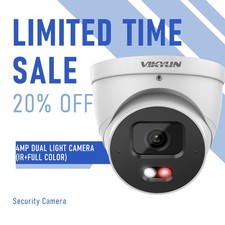 Vikylin 4MP Full Color IR LED POE Outdoor IP Camera Built-in MIC Dual Light NDAA