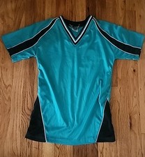 Vintage VKM Teal Green Soccer Jersey Black And White Accents Adult Size Small
