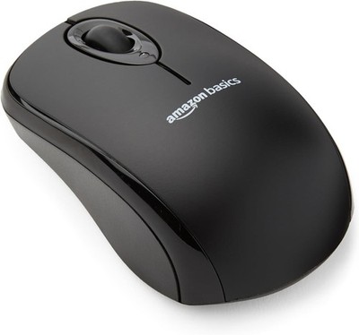 Amazon Basics Kabellose Computer-Maus mit USB-Nano-Empfänger, Schwarz