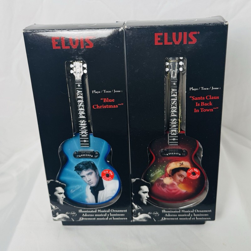 Elvis Presley Guitar-Shaped Ornaments with Musical Lights