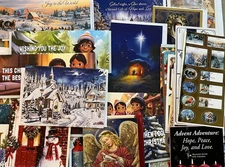 Lot of Christmas Cards Some Religious Prayer Gift Tags Stickers Jesus Mary