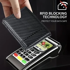 Minimalist RFID Carbon Fiber Card Holder Wallet Antitheft Slim Multi-Slot Design