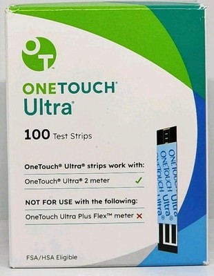 One Touch Ultra Blue Blood Glucose Test Strips- 100 Count (22895)exp 08-31-2026