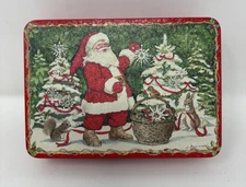 Vintage Keller Charles of Philadelphia Santa Claus Christmas Lidded Metal Tin
