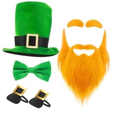 4 Pcs St. Patrick's Day Leprechaun Costume, Include Green Leprechaun Golden