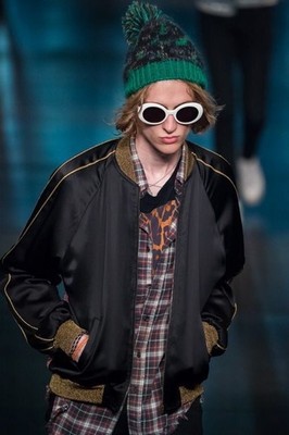 SS15 Saint Laurent Paris Black Souvenir Teddy Bomber Jacket Hedi
