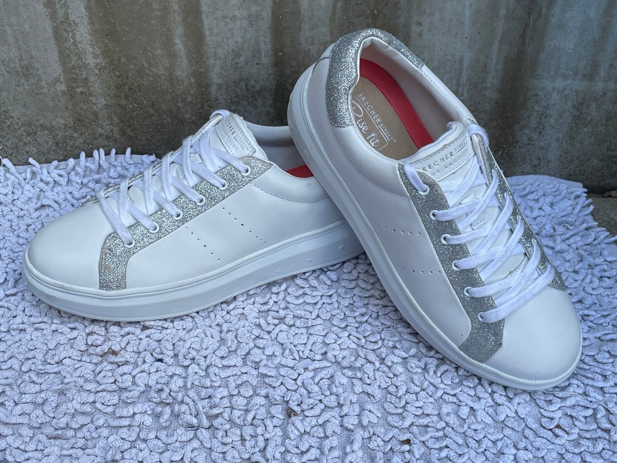 Womens Shoes SKECHERS HIGH STREET GLITTER HIGHWAY Trainers UK Bit Large  Fit