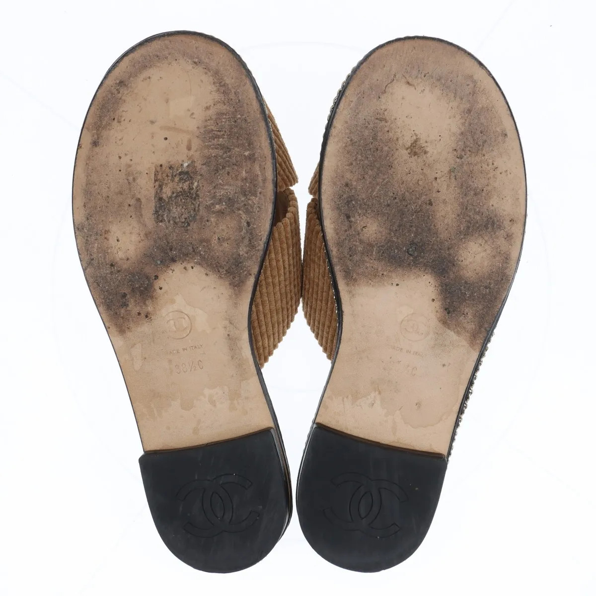 Chanel Coco Mark Matelasse Leather Sandals 38.5C Ladies' Black x Beige G45672 Cr thumbnail 8